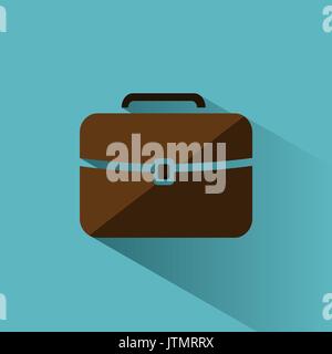 Briefcase icon with color and shadow on blue background Stock Vector