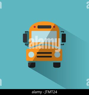 Bus school icon with shadow on blue background Stock Vector