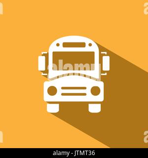 Bus school icon with shadow on yellow background Stock Vector