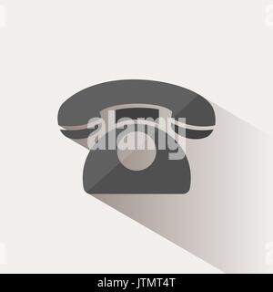 Classic phone icon with shadow on a beige background Stock Vector
