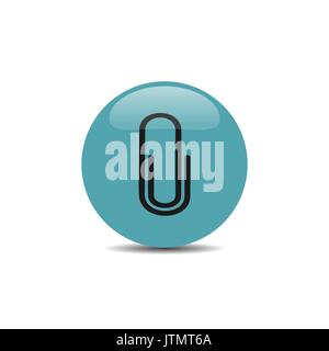 Clip icon on blue button and white background Stock Vector