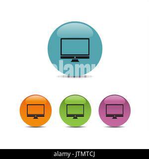 Computer icon on colored buttons Stock Vector