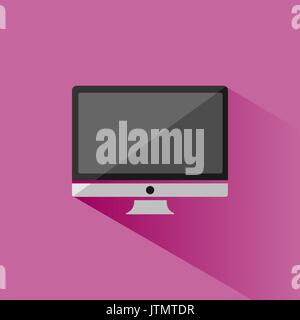 Computer icon with shade on pink background Stock Vector