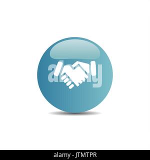 Handshake icon on a blue button Stock Vector