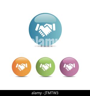 Handshake icon on colored buttons Stock Vector