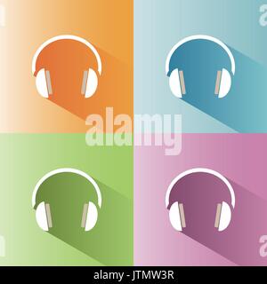 Headphones icon on a colored background Stock Vector