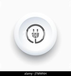 Plug icon on a white simple button Stock Vector