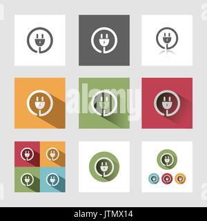 Plug icon in different versions Stock Vector