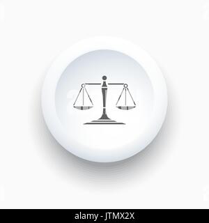 Scales of justice icon on a simple white button Stock Vector