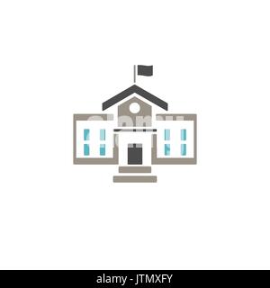 School building icon with color on white background Stock Vector