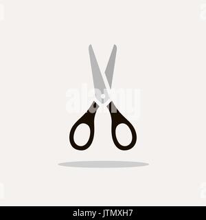 Scissors icon with shadow on a beige background Stock Vector