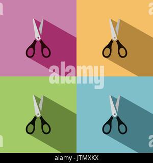 Scissors icon with shadow on colored backgrounds Stock Vector
