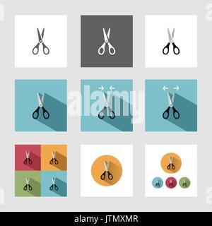 Scissors icon in different versions Stock Vector