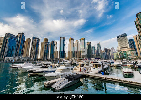 Panoramic view of the Dubai marina on a beautiful day, Dubai, United Arab Emirates Stock Photo