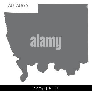 Autauga county map of Alabama USA grey illustration silhouette Stock Vector