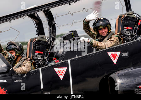 RAF BAE Hawk T2 arrival at the Royal International Air Tattoo Stock Photo