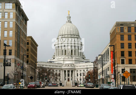 Wisconsin State Capitol building, National Historic Landmark. Madison, Wisconsin, USA. Horizontal composition. Stock Photo