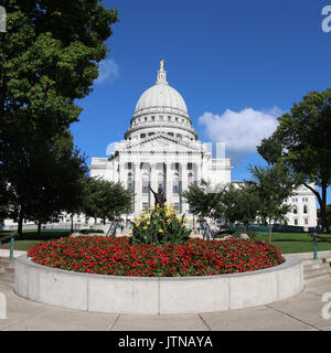 Wisconsin State Capitol building, National Historic Landmark. Madison, Wisconsin, USA. Square composition.