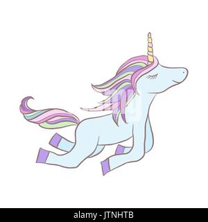 Vector illustration with a mystic unicorn animal Stock Vector