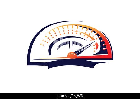 elegant speed meter illustration, icon design, isolated on white background. Stock Vector