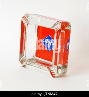 Vintage glass ashtray with AGFA photography logo, Made in Germany Stock Photo