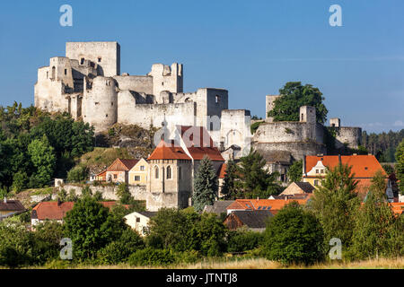 Czech Castles, Rabi Castle, Ruins of Medieval Gothic Castle in Landscape, Czech Republic Stock Photo