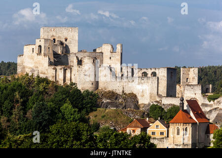 Rabi Castle, Ruins of Medieval Gothic Czech Castle in Landscape, Czech Republic Stock Photo