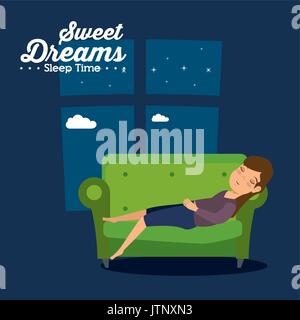 sweet dreams sleeping time concept vector illustration graphic design Stock Vector