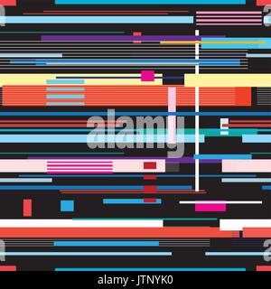 Seamless geometric colored pattern different stripes on black Stock Vector