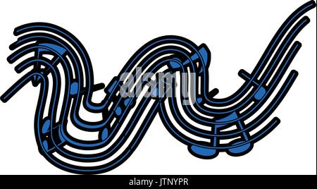 pentagram with musical notes icon over white background vector illustration Stock Vector
