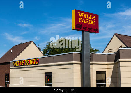 Ft. Wayne - Circa August 2017: Wells Fargo Retail Bank Branch. Wells Fargo is a Provider of Financial Services XII Stock Photo