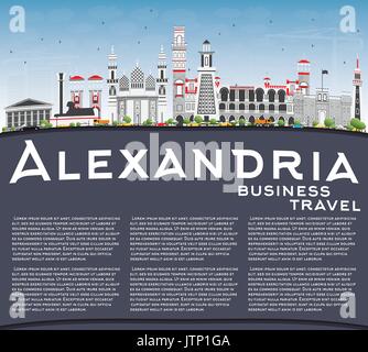 Outline Alexandria Skyline with Blue Buildings and Reflections. Vector ...