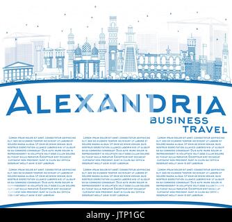 Outline Alexandria Skyline with Blue Buildings and Reflections. Vector ...