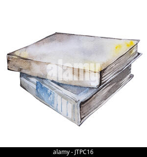 Old books. Watercolor hand drawn illustration, isolated on white background  Stock Photo - Alamy