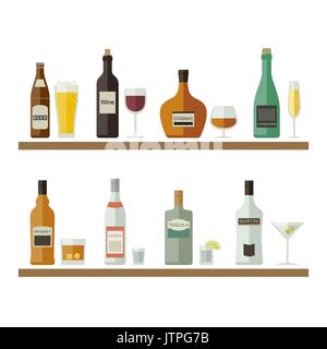 Alcoholic beverages and drinks. Stock Vector