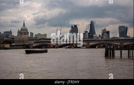 The City of London and St Paul's as seen from the South Bank on a cloudy day Stock Photo