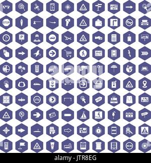 100 pointers icons hexagon purple Stock Vector