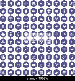 100 pumpkin icons hexagon purple Stock Vector