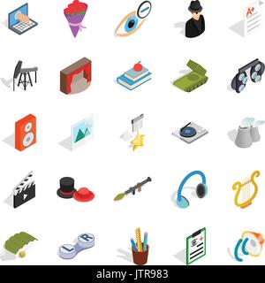 Functioning icons set, isometric style Stock Vector