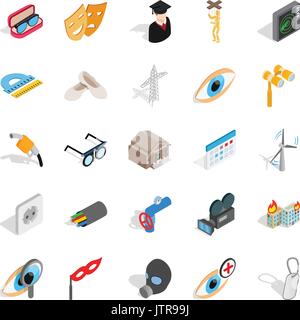Operation icons set, isometric style Stock Vector