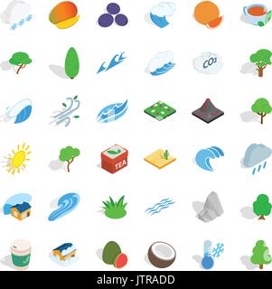 Small tree icons set, isometric style Stock Vector