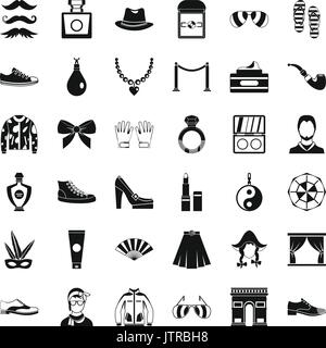 Vogue life icons set, simple style Stock Vector