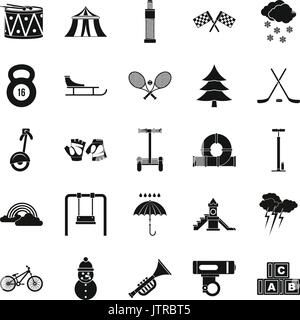 Games for children icons set, simple style Stock Vector