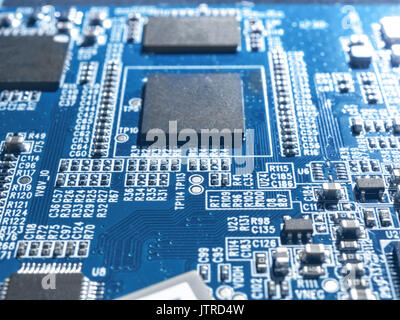 Electronic circuit chip board mother board computer CPU close up. Stock Photo