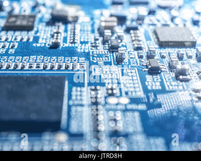 Electronic circuit chip board mother board computer CPU close up. Stock Photo
