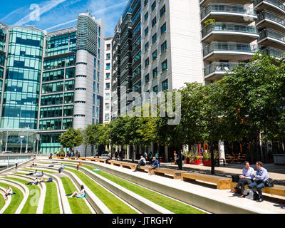 Sheldon Square Amphitheatre, Paddington Central, Paddington, City of Westminster, London, UK, GB. Stock Photo