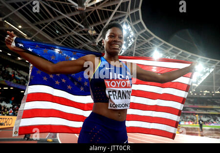 USA's Phyllis Francis celebrates winning the Women's 400m Final during day six of the 2017 IAAF World Championships at the London Stadium. PRESS ASSOCIATION Photo. Picture date: Wednesday August 9, 2017. See PA story ATHLETICS World. Photo credit should read: Adam Davy/PA Wire. Stock Photo