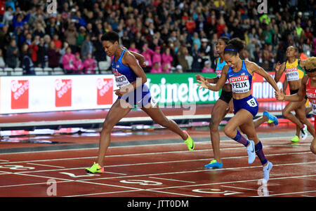 USA's Phyllis Francis wins the Women's 400m Final during day six of the 2017 IAAF World Championships at the London Stadium. PRESS ASSOCIATION Photo. Picture date: Wednesday August 9, 2017. See PA story Athletics World. Photo credit should read: Adam Davy/PA Wire. RESTRICTIONS: Editorial use only. No transmission of sound or moving images and no video simulation Stock Photo