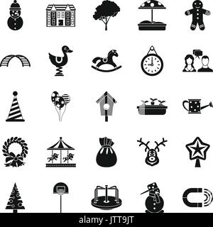 Playschool icons set, simple style Stock Vector