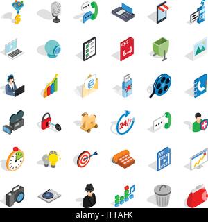 Web file icons set, isometric style Stock Vector